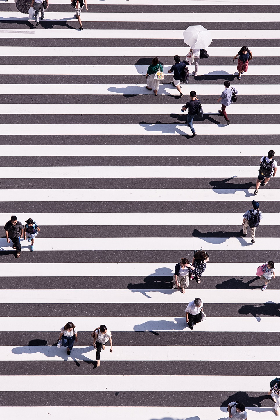 people walking on a grid